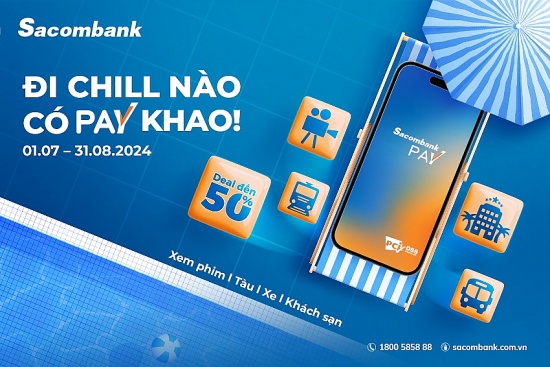 Hoàn, tặng tiền khi chi tiêu du lịch, giải trí qua Sacombank Pay