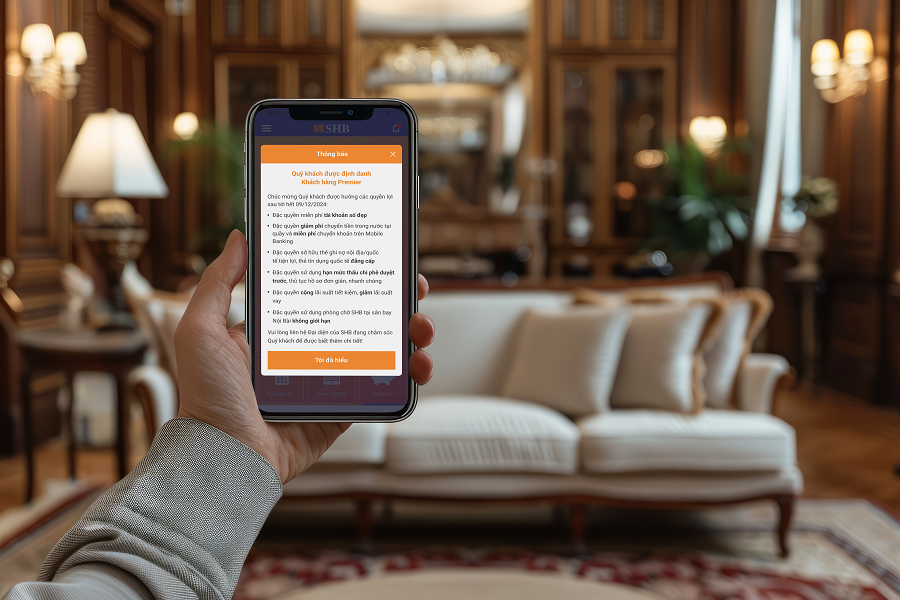 SHB Mobile cập nhật tính năng dành riêng cho khách hàng cao cấp